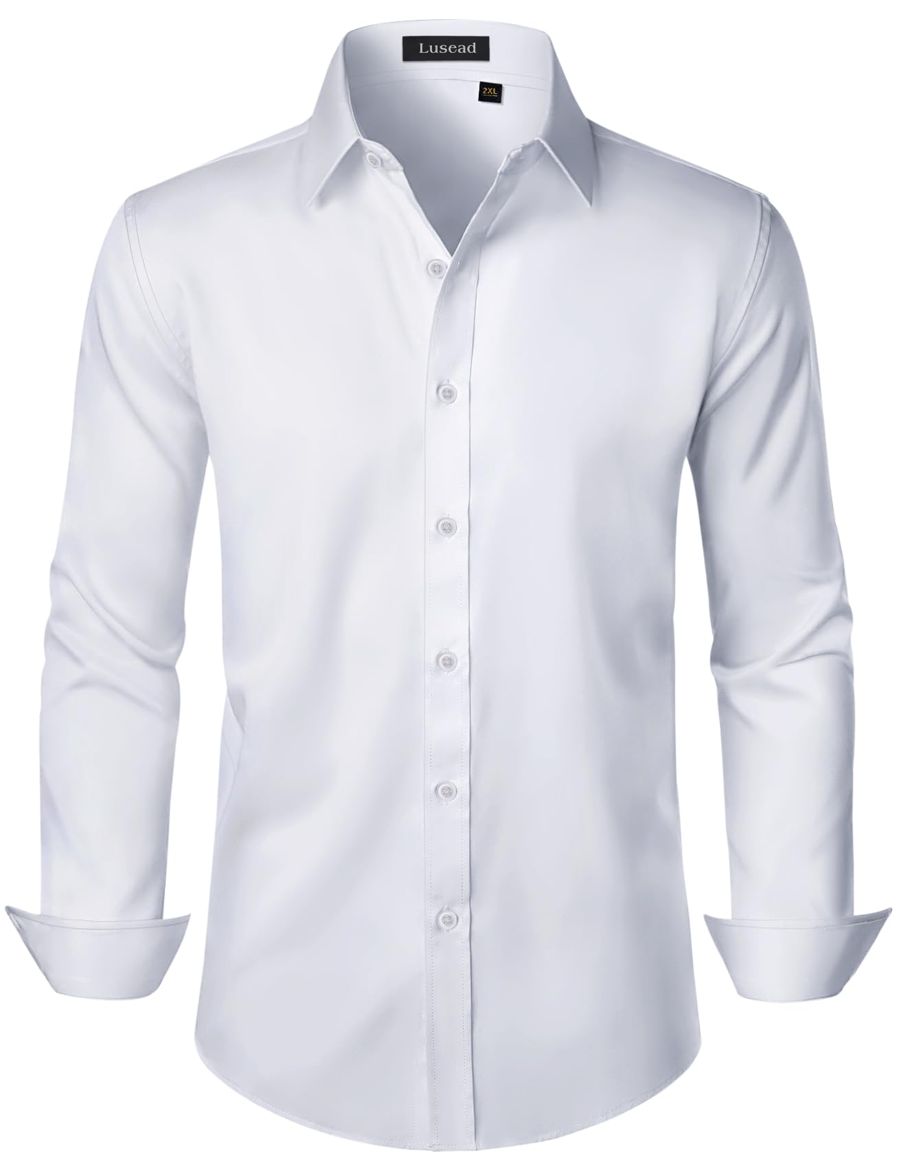 Men's Dress Shirts Long Sleeve Stretch Wrinkle Free Slim Fit Wedding Formal Button Down Shirt
